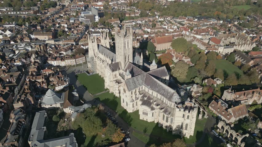 Canterbury Cathedral Aerial View Autumn England Kent UK Historic