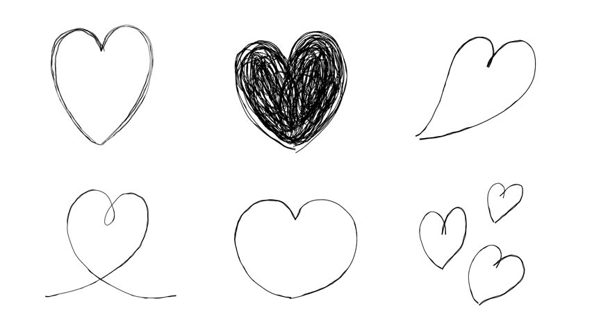Various types of heart doodle line art illustrations. Hand-drawn icon videos with moving lines. Looping 4K animation. Valentine