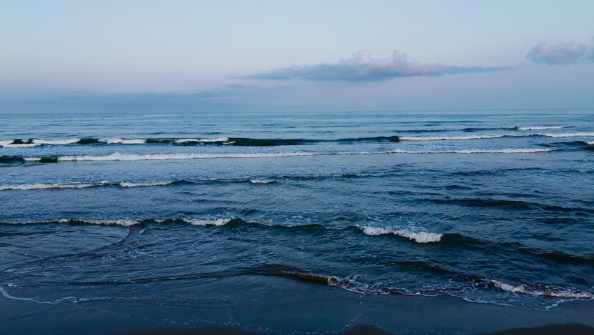 Aerial landscape Sea waves on the surface. Seascape Tyrrhenian Sea, Italy.