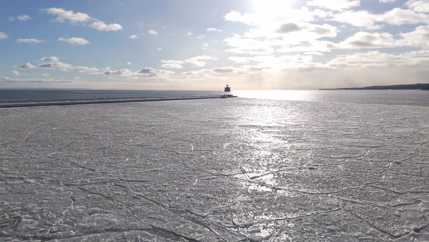 Frozen surface over Lake Superior Minnesota