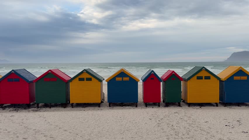 Beach Huts on a beach in Cape Town, South Africa.