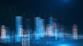 Futuristic smart city skyline digital buildings, cyber connections, streaming data. AI, IoT, big data, cloud computing, blockchain, network. Artificial Intelligence technology digital. 3D Illustration - Powered by Shutterstock - Get 15% off with code: PIKWIZARD15