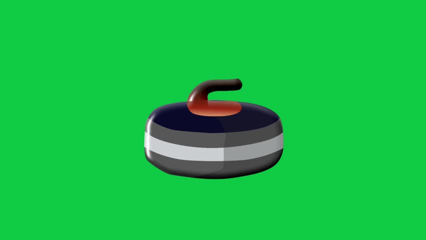 2D Animated Curling Stone with Ice Texture and Handle for Winter Sports