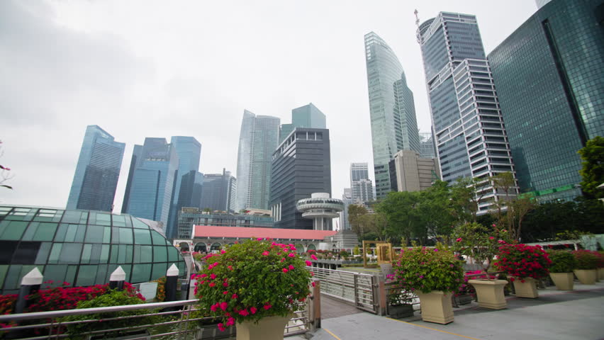 Downtown urban landscape of Singapore city. Modern architecture of business districts, high-rise buildings, financial travel and tourism in Asia.
