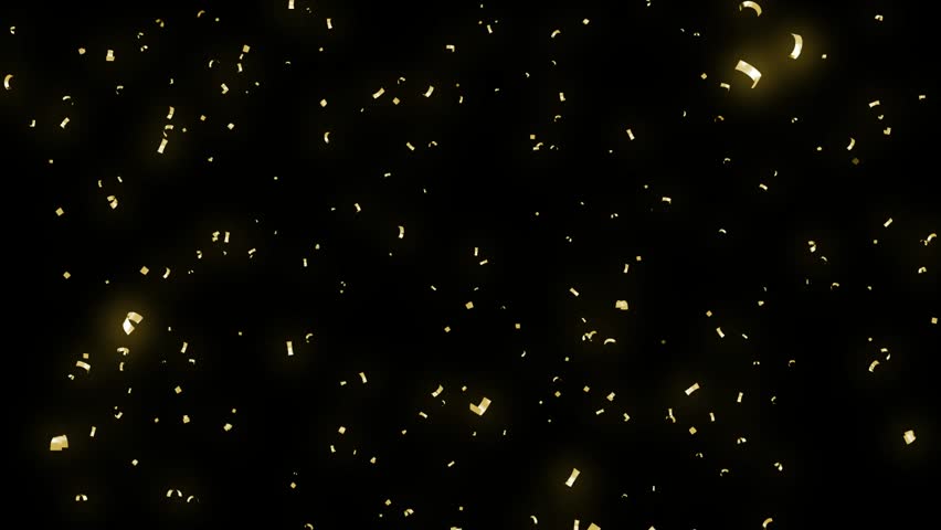 celebration confetti golden black background