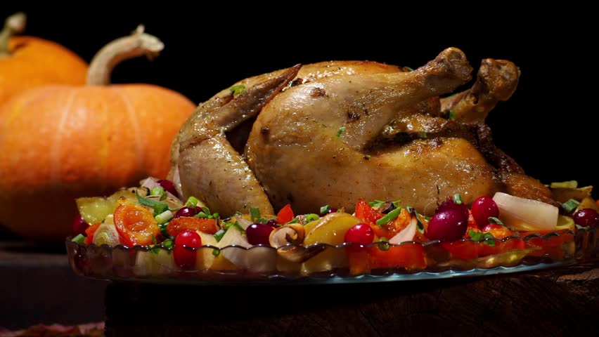 roasted chicken turkey happy thanksgiving food lunch homemade turkey feast celebration holiday meal