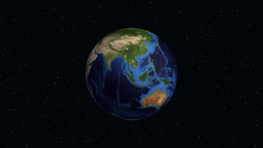 Digital animation zooms from space into South America, highlighting Maringa, Brazil with informational text