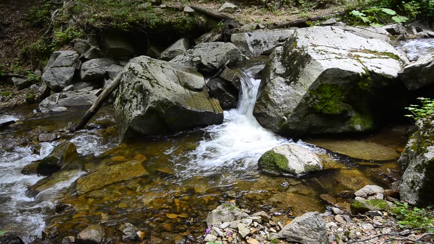 Mountain stream, Macedonia, Ecological clean environment water flow stream in