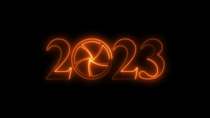2023 Lens Aperture Animation, Futuristic Camera Shutter Photography Technology Year Intro Seamless Loop