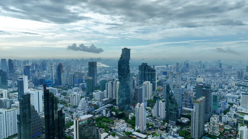 Aerial view of skyscraper in Bangkok, Thailand.
