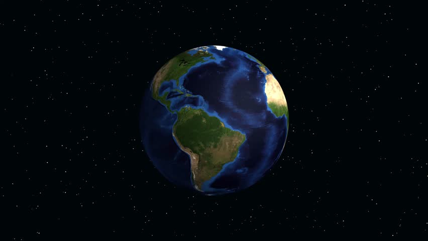 Digital earth rotates and zooms into North America, highlighting Chesapeake Virginia with statistical information