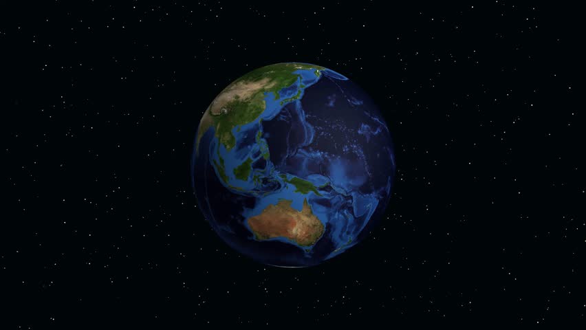 A rotating 3D globe zooms into North America, pinpointing Alexandria, Louisiana with data overlays
