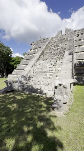 View of the historic chichen itza pyramid, a significant archaeological site in yucatan, mexico. Mexico