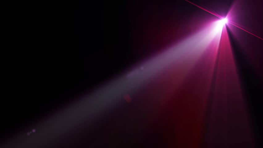 Stage red light, laser, spotlight beam shining down on center.