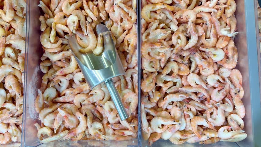 Buying shrimps at the grocery store	