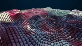 Abstract Digital Cube Landscape With Waves, Cinematic Neon Lighting And Pastel Gradients Rolling Across Grid Of Threedimensional Blocks, Slow Camera Pan Reveals Rhythmic Motion And Depth, - Powered by Shutterstock - Get 15% off with code: PIKWIZARD15