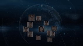 Animation of network of profile icons over globe of business profile icons against blue background. Global networking and business technology concept - Powered by Shutterstock - Get 15% off with code: PIKWIZARD15