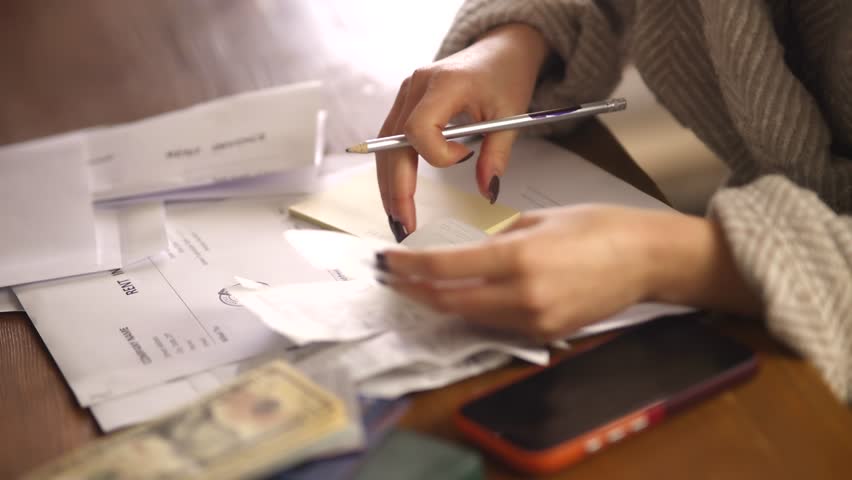 Reviewing Household Finances And Bills. Financial Planning. Managing Expenses and Debt Management. Tax Preparation Home Accounting. Personal Finance Money Management. Financial Literacy Budget
