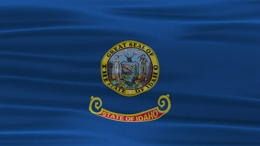 Idaho flag waving in the wind with high quality fabric texture