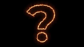 Animated question mark made of intense fire burning on a black background. Ideal for mystery, quizzes, and dramatic questions - Powered by Shutterstock - Get 15% off with code: PIKWIZARD15