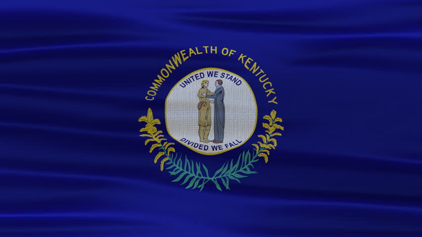 Kentucky flag waving in the wind with high quality fabric texture