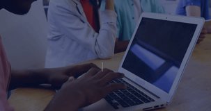 Animation of social media icons with numbers over african american man using laptop. Global social media, technology and digital interface concept digitally generated video. - Powered by Shutterstock - Get 15% off with code: PIKWIZARD15