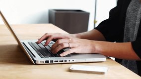 Woman typing on laptop, spawning green avatars linking into network across desk and phone for tech. Office, coworking, collaboration, connectivity, remote, modern, interface - Powered by Shutterstock - Get 15% off with code: PIKWIZARD15