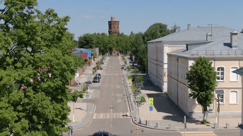 Aerial View of Historic Fire Tower Overlooking Town
