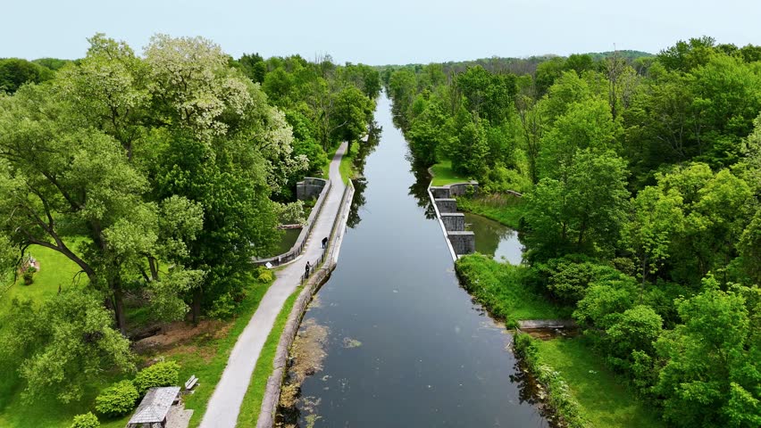 A river bisects a forest and leads all the way into the horizon.
