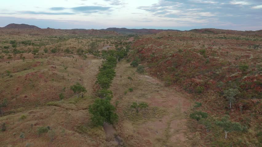 Sunrise over Halls Creek, Kimberley Region, Western Australia Aerial Drone 4K