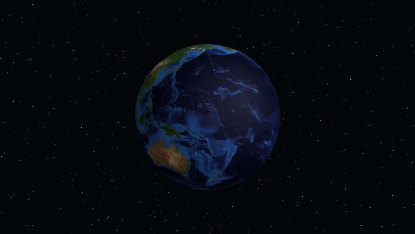 Digital globe rotates and zooms from space to Santo Domingo with location data overlay