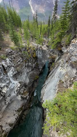Glacial river flowing through Marble Canyon in Kootenay National Park, Canada