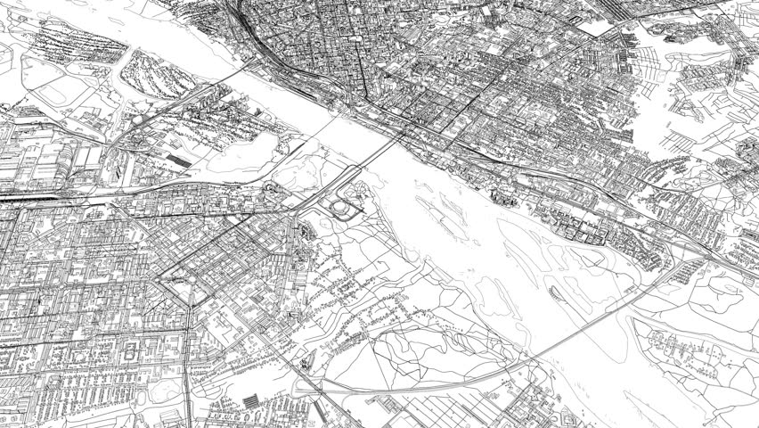 3D looped animation of city - Novosibirsk Russia