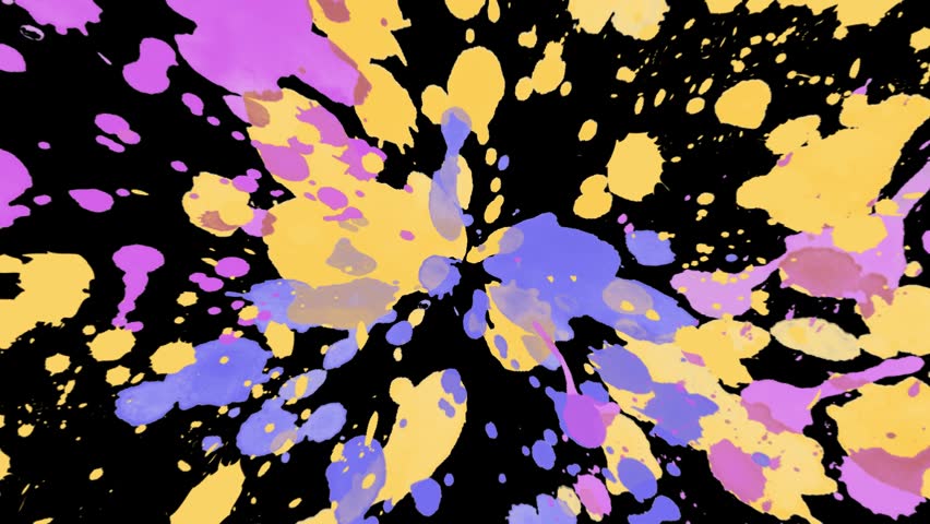 Watercolor Paint Splatter Graphic in Purple, Blue, Yellow  full