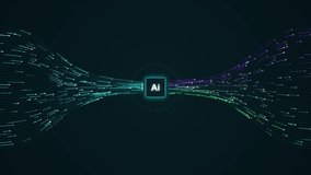 Futuristic digital background featuring an artificial intelligence Ai icon, with glowing data streams and network connections flowing in a dark space. - Powered by Shutterstock - Get 15% off with code: PIKWIZARD15