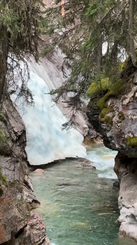 Johnston Canyon creek flowing through Banff National Park in Canada