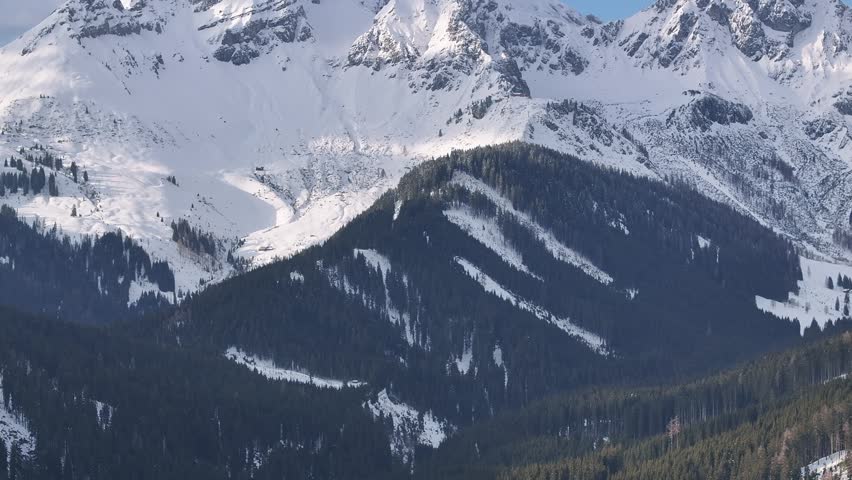 Snow-capped mountains in the Alps in winter