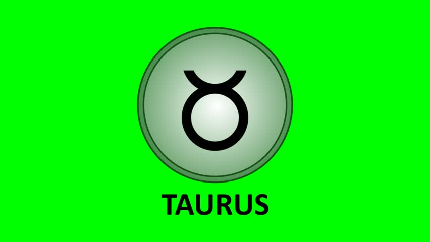 Taurus zodiac sign icon animation on green screen background.