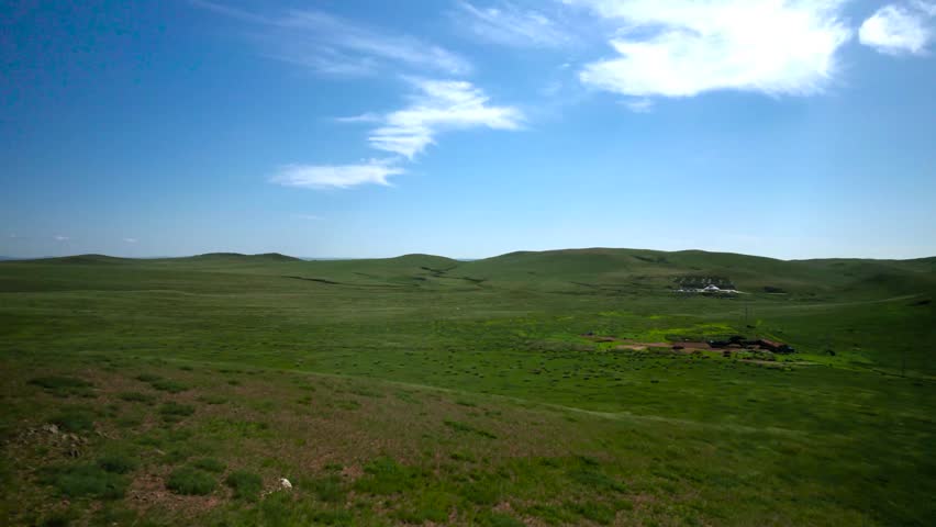 Grassland Vast Grassland Under Blue Sky Scenic 4K