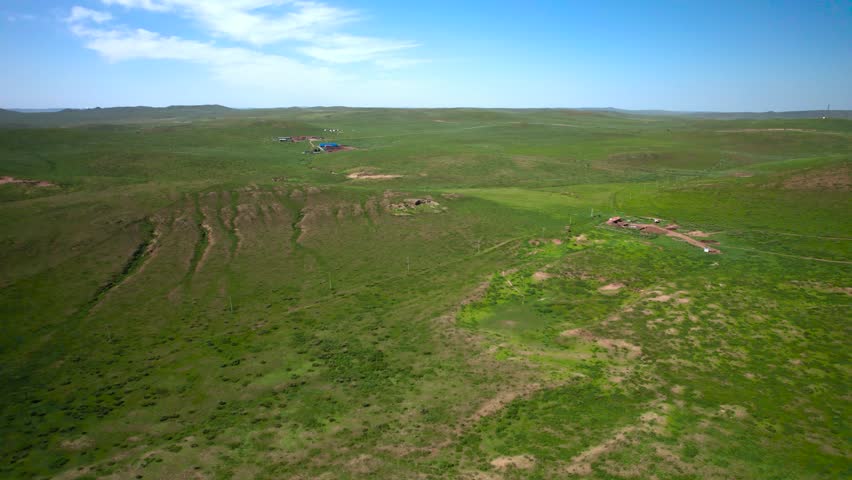 Grassland Vast Grassland Under Blue Sky Scenic 4K
