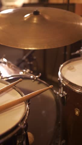 Music Studio Drum Set Professional Recording Studio Drums Setup Percussion Instrument Sound Production Practice Room Modern Audio Equipment Creative Music Workspace 4K Video