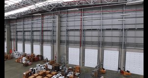 Warehouse showing digital data overlay with inventory and logistics animation. supply chain, technology, inventory management, automation, data visualization, efficiency - Powered by Shutterstock - Get 15% off with code: PIKWIZARD15