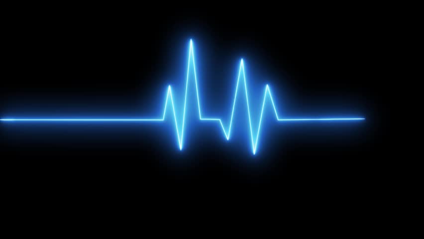 Neon Glowing Heartbeat Signal Wave Animation on Dark Background