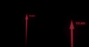 Rising arrows starting ENCRYPTED DATA TRANSFER, headline fading, progress pulsing to show transfer. Dashboard, interface, visualization, neon, glow, histogram, scanline - Powered by Shutterstock - Get 15% off with code: PIKWIZARD15