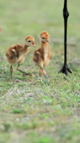 Sandhill Crane Chicks Colts Funny Fight Sibling Rivalry 