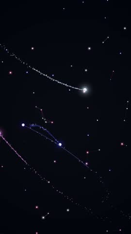A dark night sky filled with numerous stars and several bright shooting stars streaking across the frame, with visible constellations.