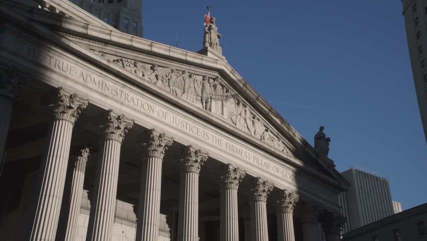 Exterior shot of the New York County Supreme Court building. Shot in the Southern District of New York.