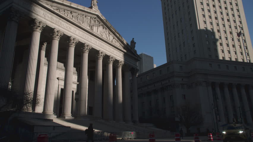 Exterior shot of the New York County Supreme Court building. Shot in the Southern District of New York.