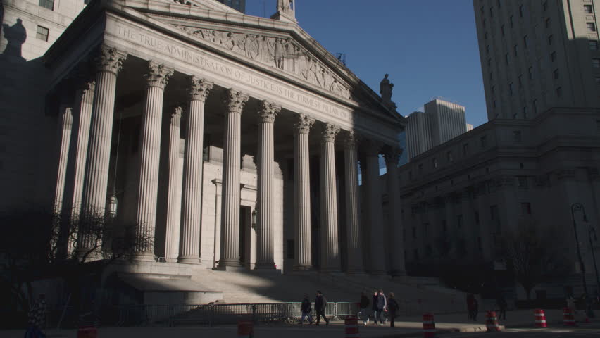 Establishing shot of the New York County Supreme Court. Shot on a spring day in Lower Manhattan.
