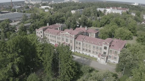 Aerial Orbit over Historic Building in Noginsk